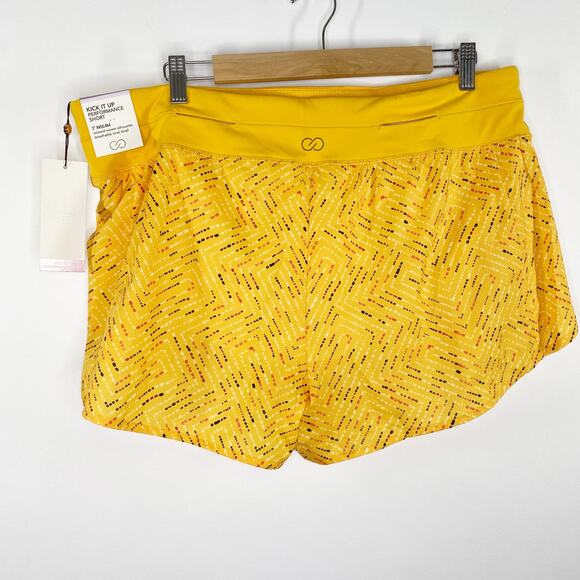 CALIA Yellow Orange Printed Kick It Up Shorts Activewear Running Womens Size XL - Picture 2 of 8
